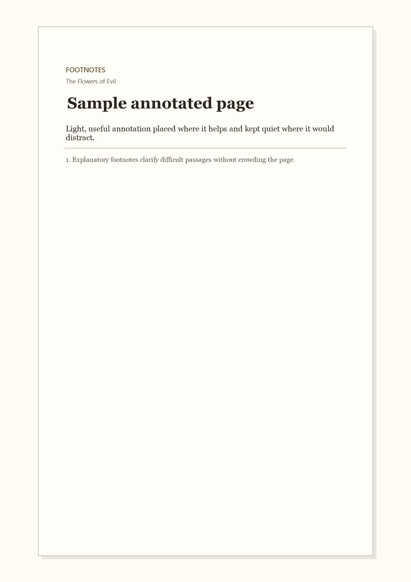 Footnotes page from The Flowers of Evil